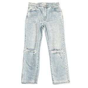 NWT Rolla’s High Rise Straight Jeans Light Wash Distressed Size 32/AU 14